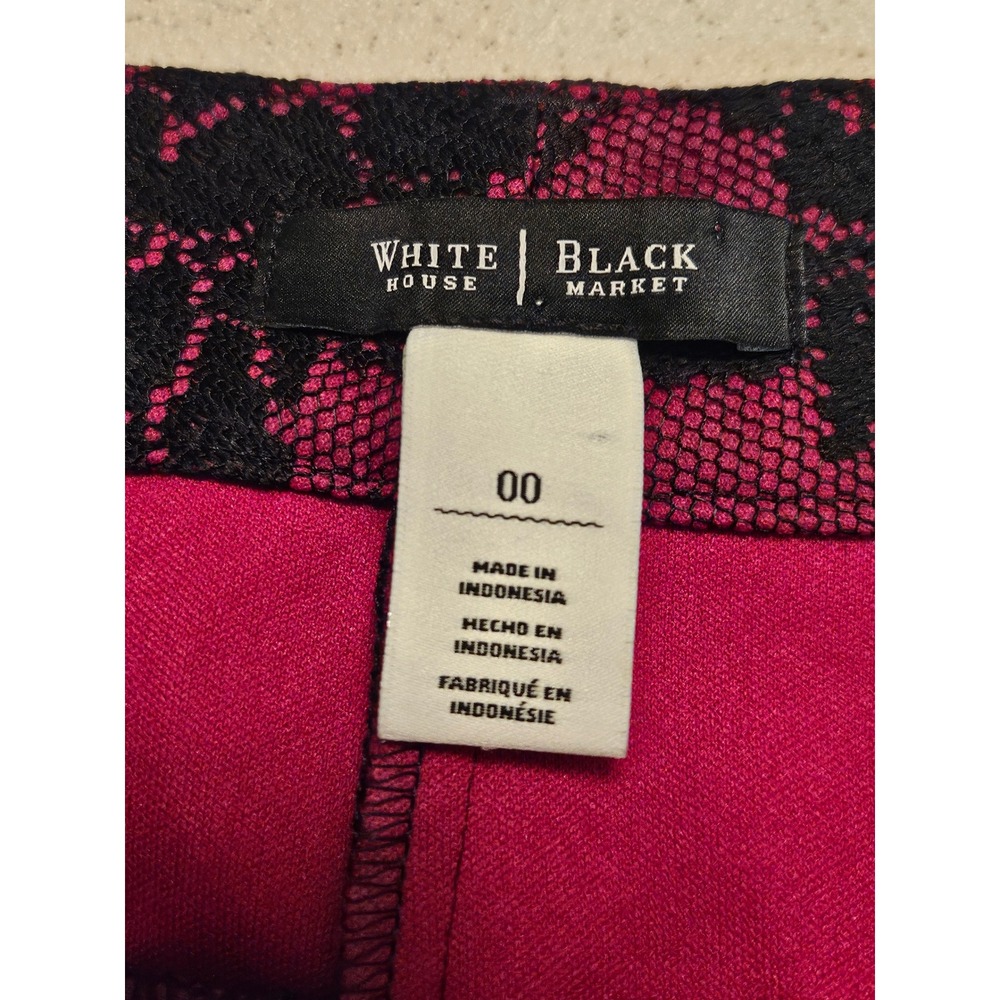 White House Black Market Pink Black Floral Lace Ankle Pants 00 Magenta Gothic - Picture 4 of 11